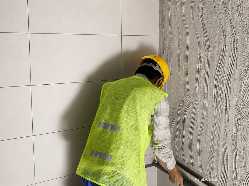 Bathroom Tile installation in a Dubai office by ArabCare