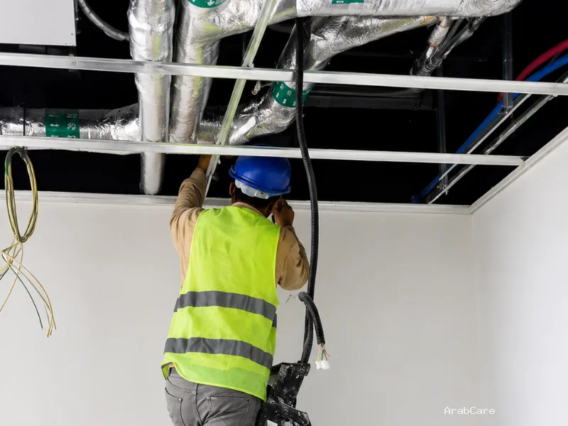 Ceiling Duct adjustment and rewiring by ArabCare certified electrician Dubai